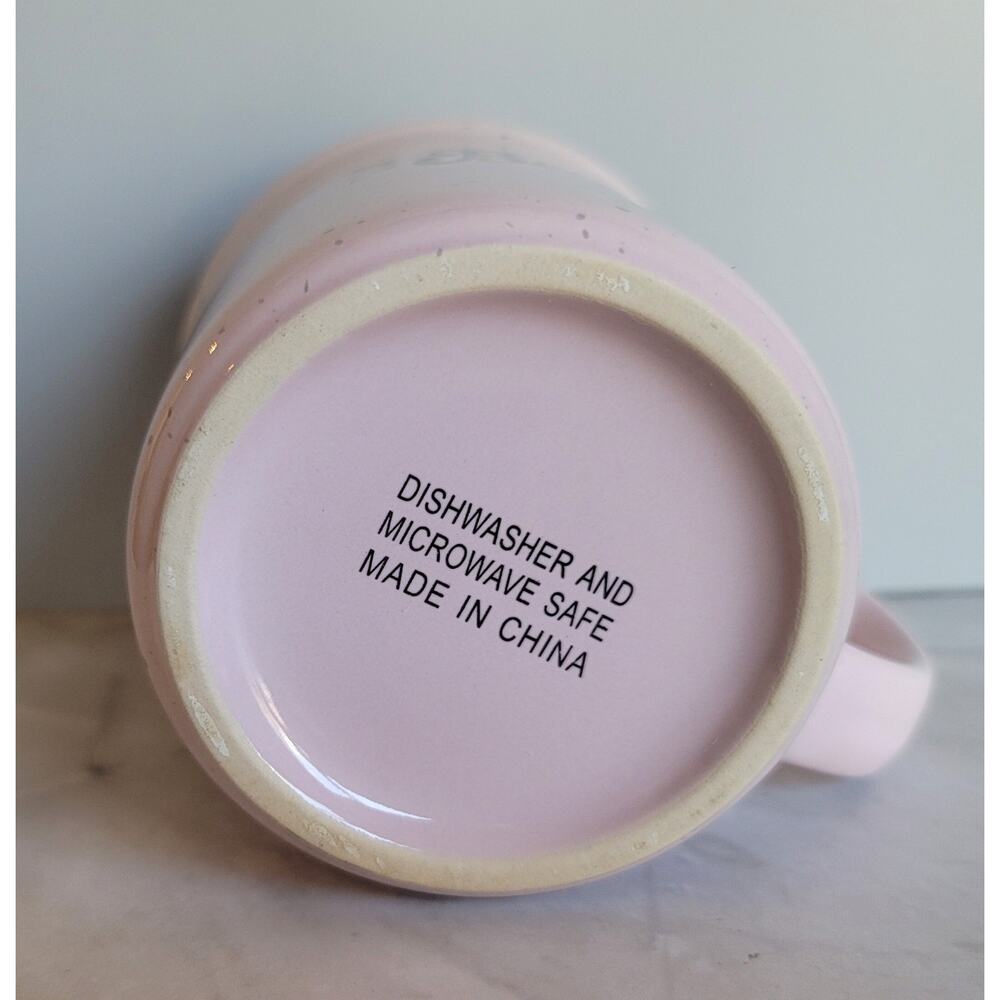 Cottagecore Pink and Grey Speckled BE KIND Ceramic Coffee or Tea Mug 14 oz - Picture 7 of 10